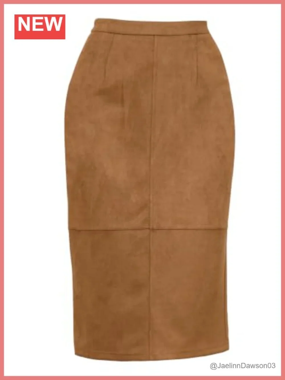 Faux Suede Patchwork Midi Skirt High Waist Pockets Work